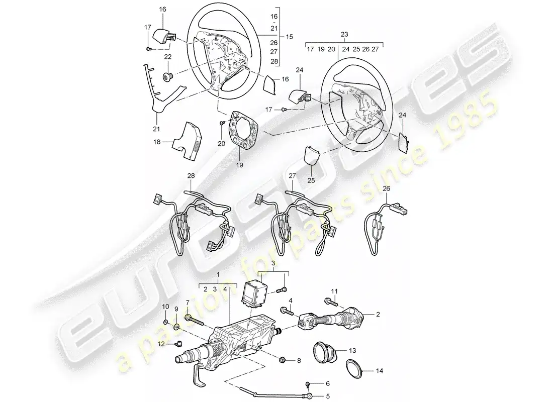porsche 2007 (997-1 turbo / gt2) steering protective pipe parts diagram