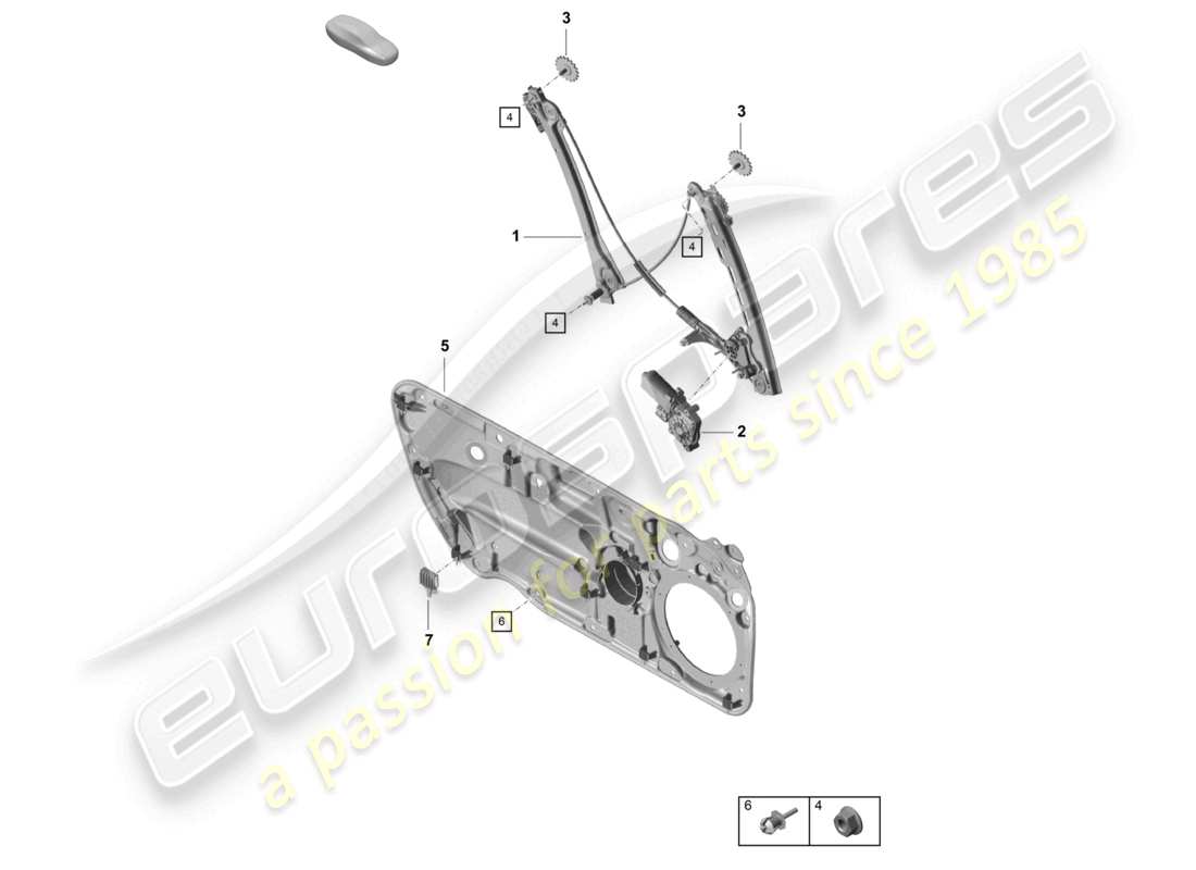 porsche 2022 (718 boxster spyder) window regulator part diagram