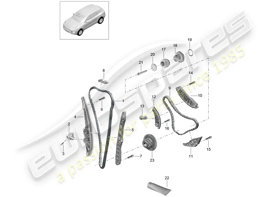 porsche 2015 (macan) timing chain parts diagram