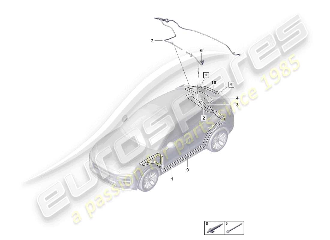 porsche 2023 (cayenne e3 pa) hose rear rear window wiper reversing camera part diagram