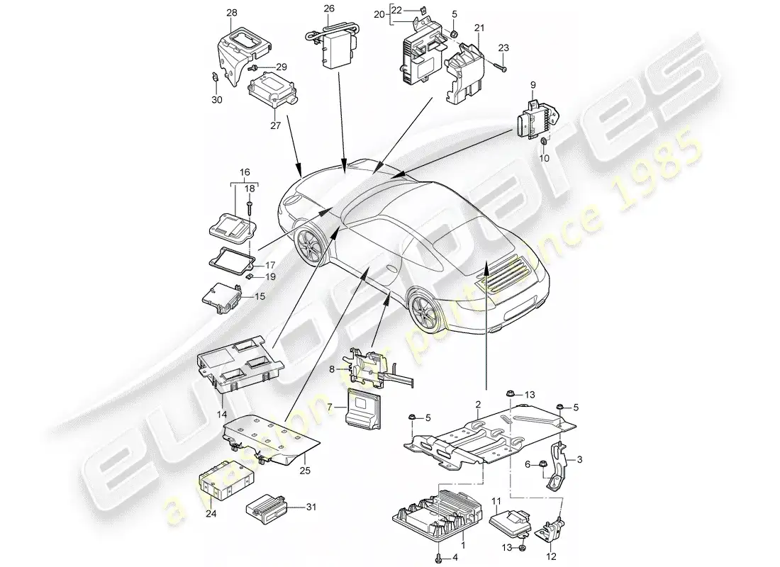 porsche 2011 (997-2) control units parts diagram
