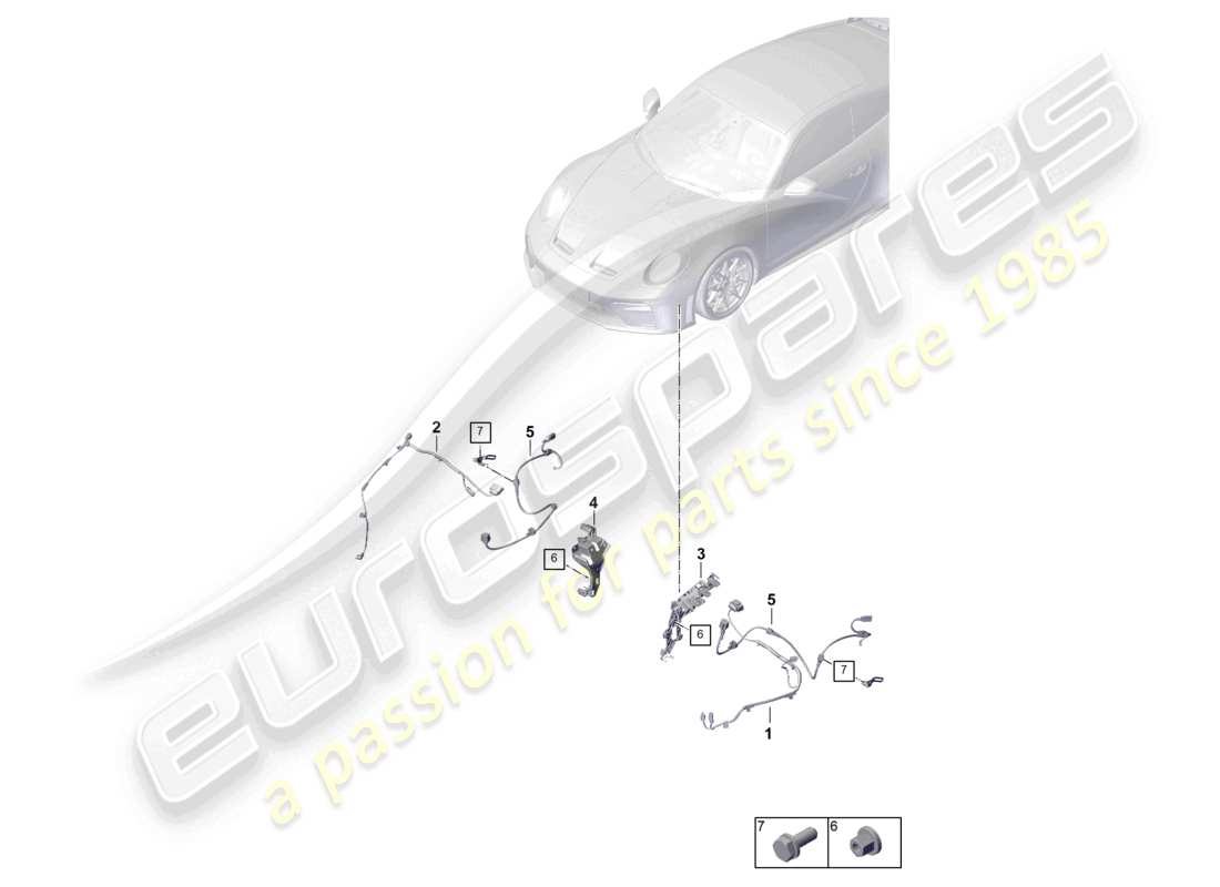 porsche 2026 (992-2 gt3) wiring set for bumper wiring set for the front end wiring harness for anti-lock brakesystem -abs- part diagram