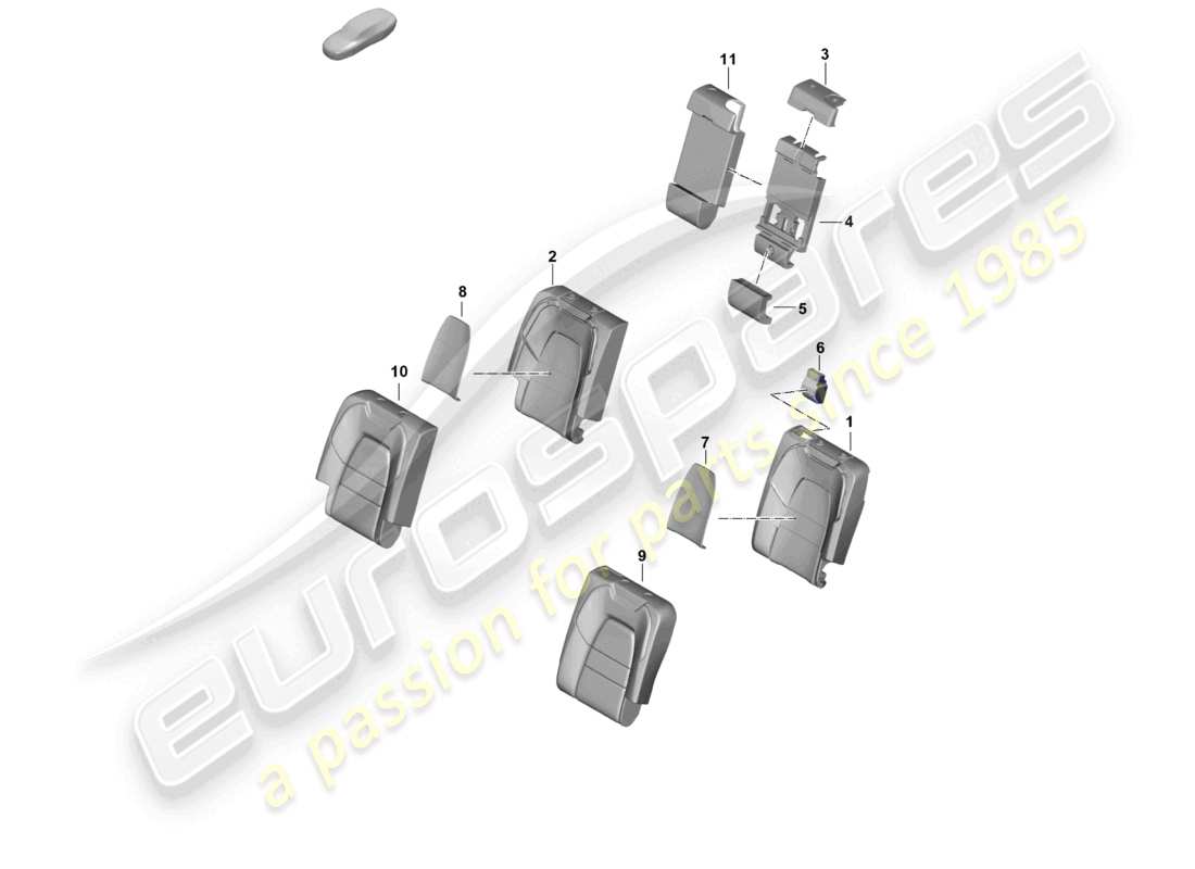 porsche 2024 (cayenne e3 pa) foam part rear back seat backrest backrest cover part diagram