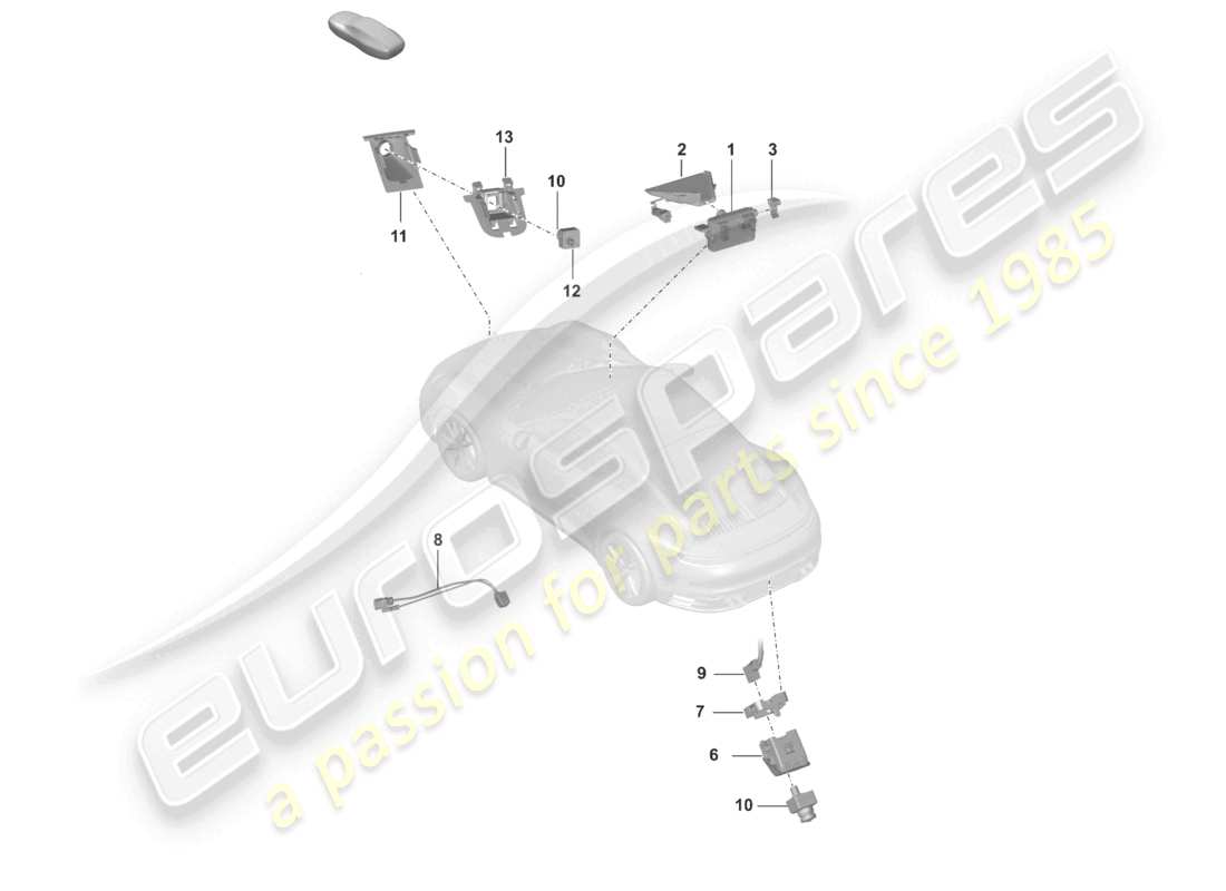 porsche 2023 (992-1) front camera for driver assistance programs reversing camera real top view part diagram