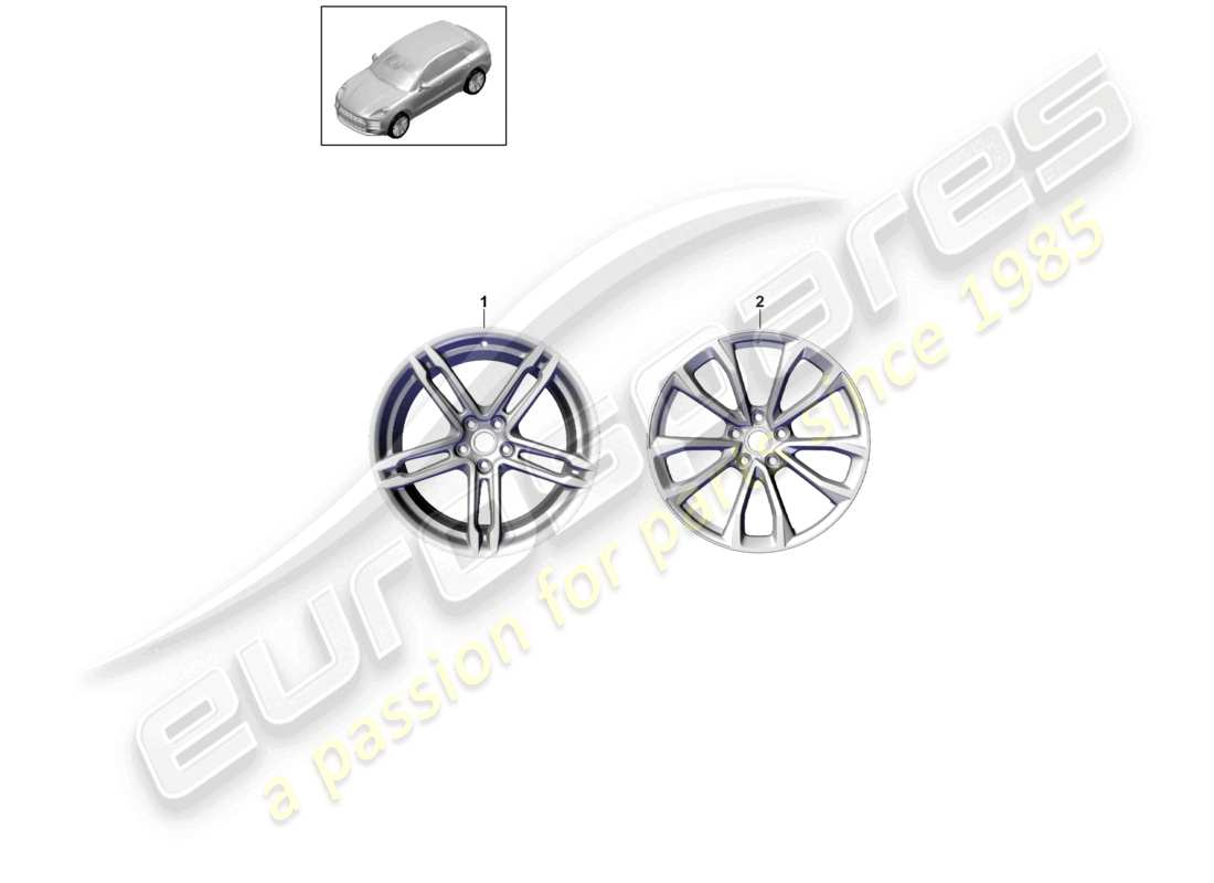 porsche 2021 (macan) alloy wheel 19 for winter tires parts diagram