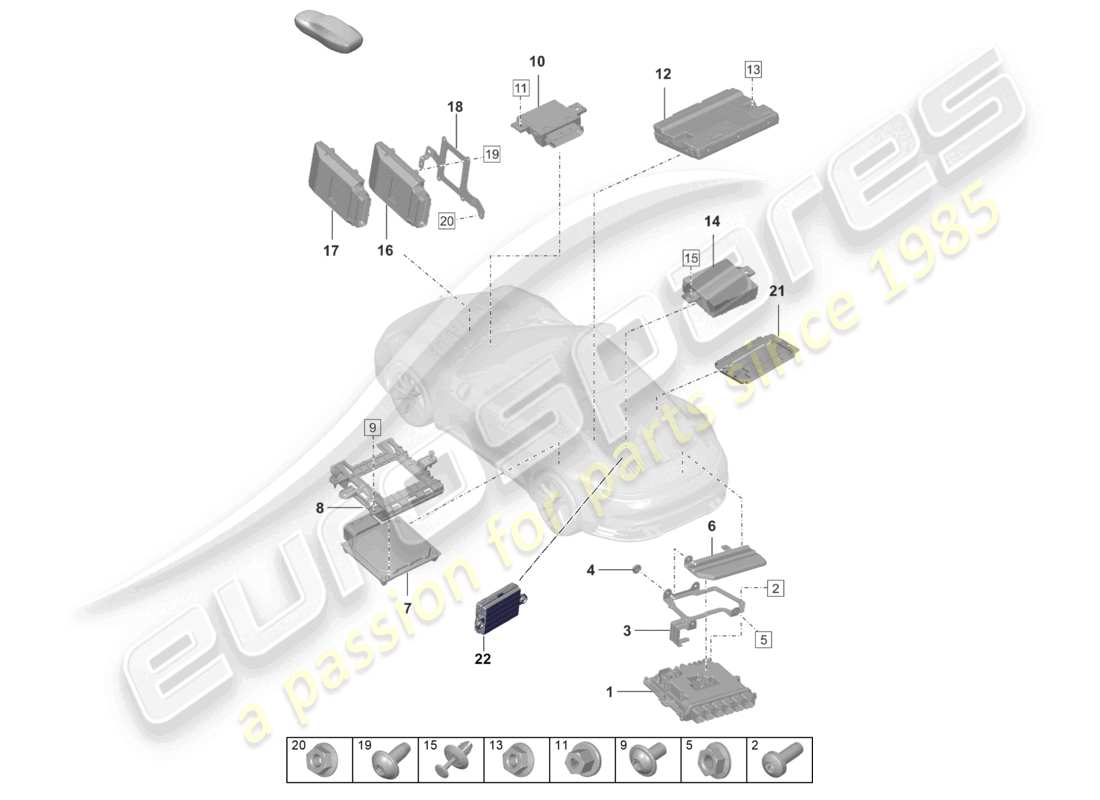 porsche 2024 (992-1) control units parts diagram