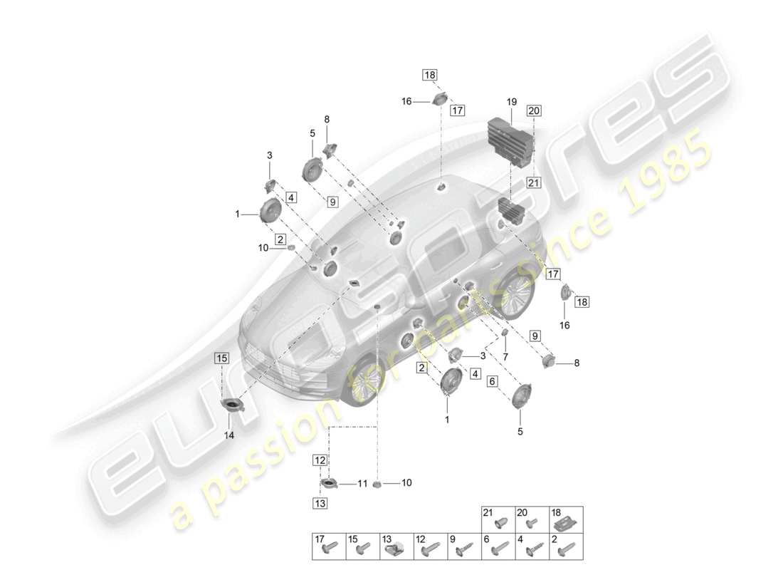 porsche 2021 (macan) loudspeaker parts diagram