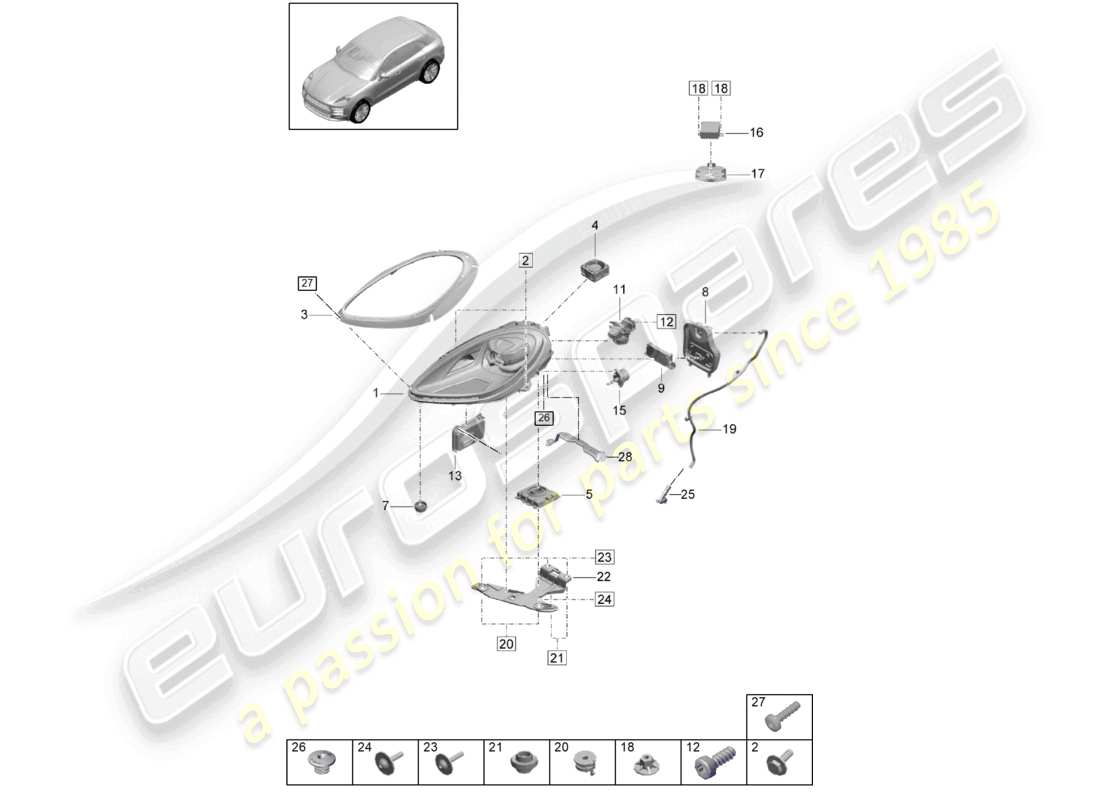 porsche 2021 (macan) led headlight pdls pdls+ parts diagram