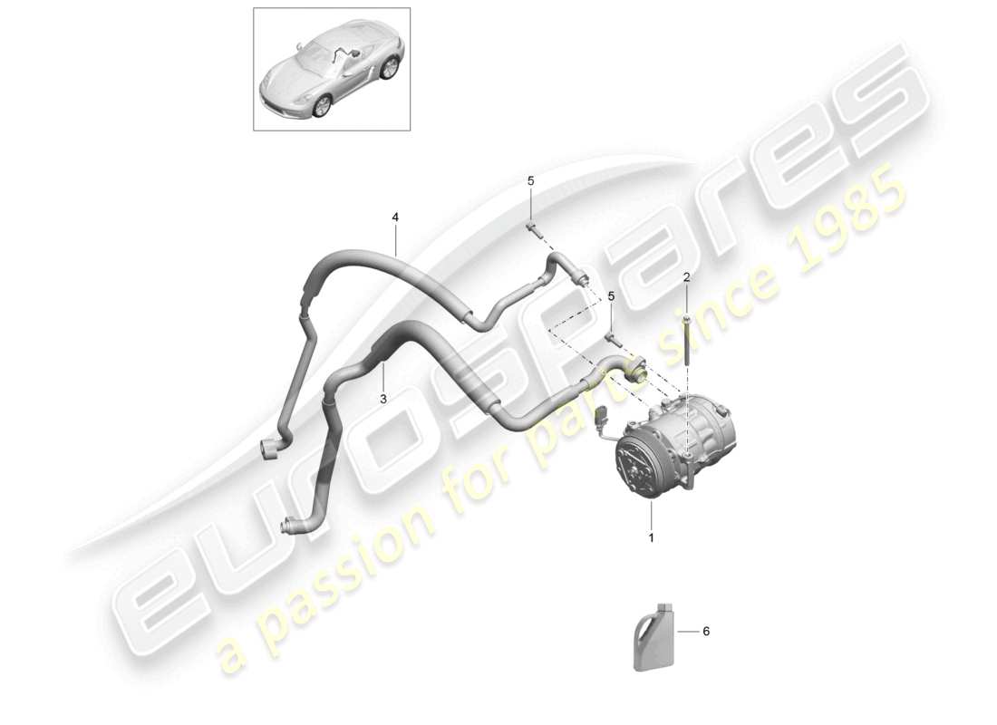 porsche 2025 (718 cayman) compressor air conditioning part diagram