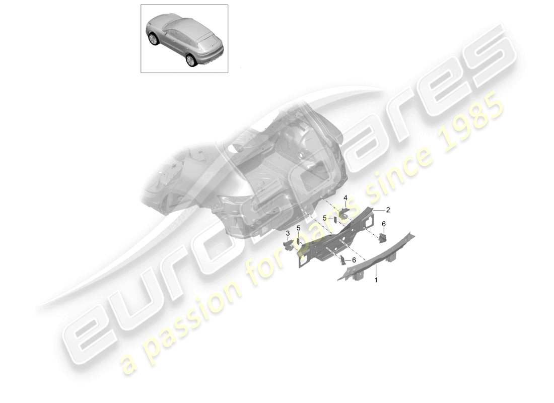 porsche 2021 (macan) cross panel rear rear end parts diagram
