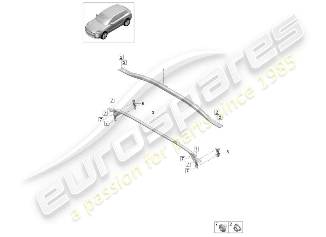 porsche 2021 (macan) dome strut front end parts diagram