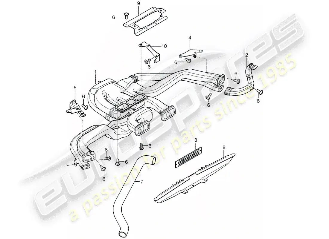 porsche 2004 (carrera gt) heater - air distributor parts diagram