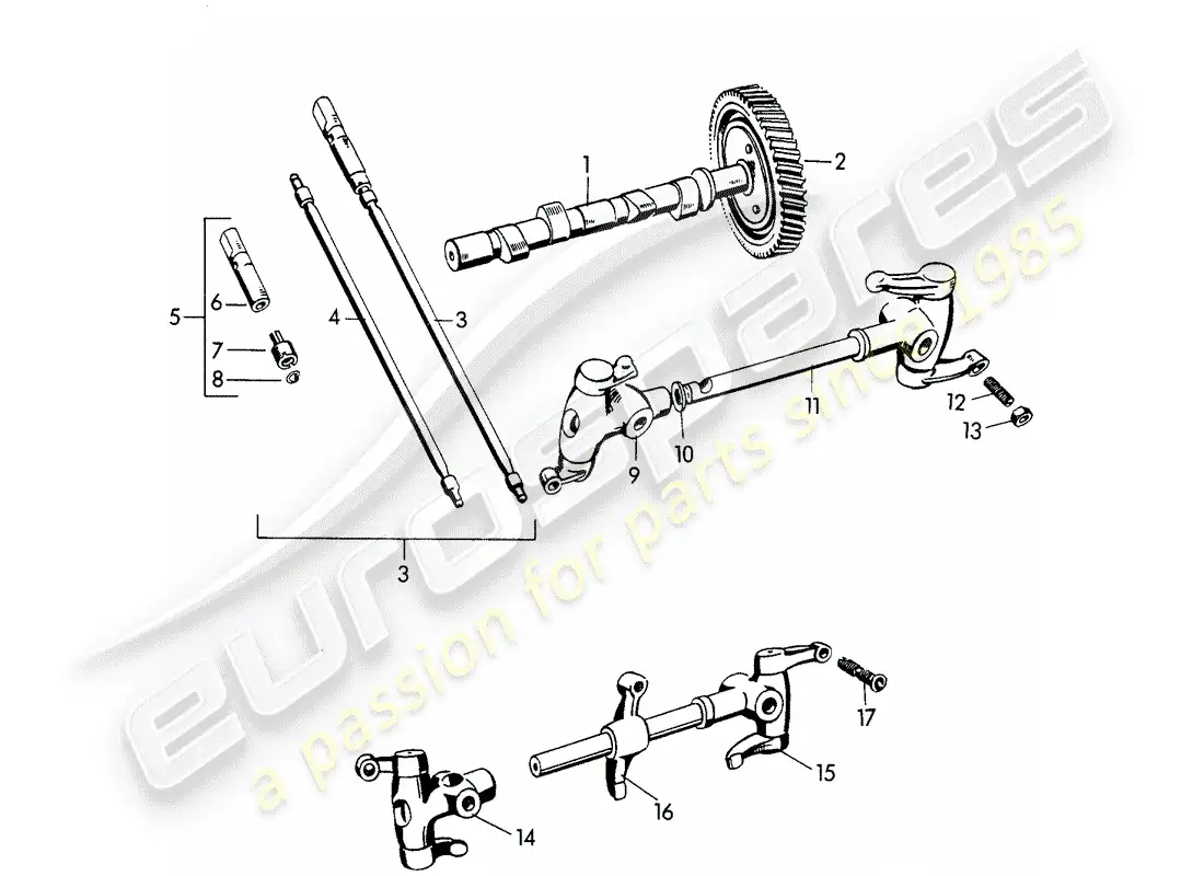 porsche 1957 (356/356a) camshaft - m >> 10 199 - m >> 21 780 - m >> 50 099 - m >> 21 999 - m >> 33 899 - m >> 40 999 parts diagram