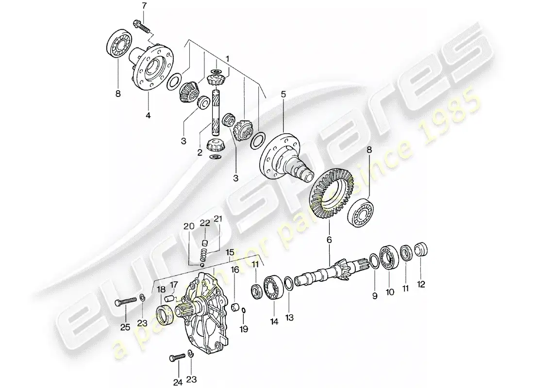 porsche 1983 (924) differential - automatic transmission parts diagram