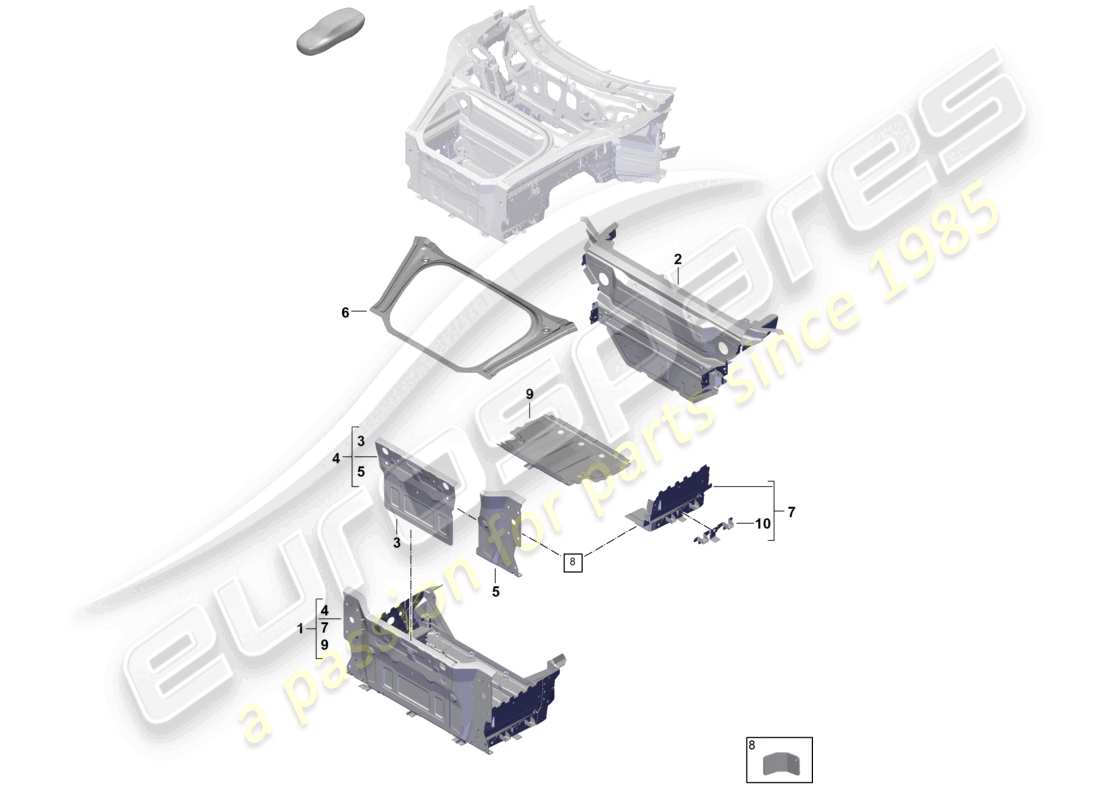 porsche 2024 (992-2) front end boot floor plate individual parts part diagram