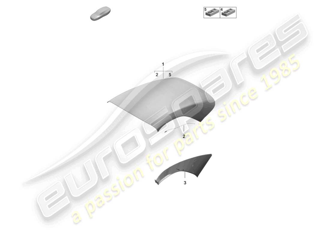 porsche 2024 (992-2) convertible top covering moulded headliner side part diagram