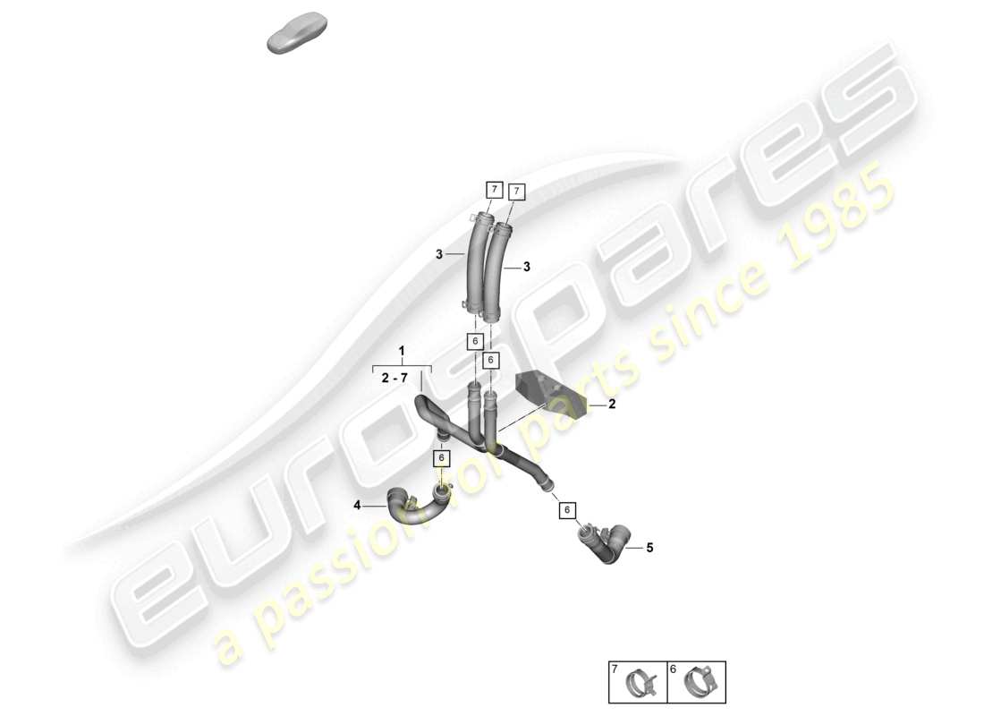 porsche 2024 (992-2) heating, air cond. system coolant pipe part diagram