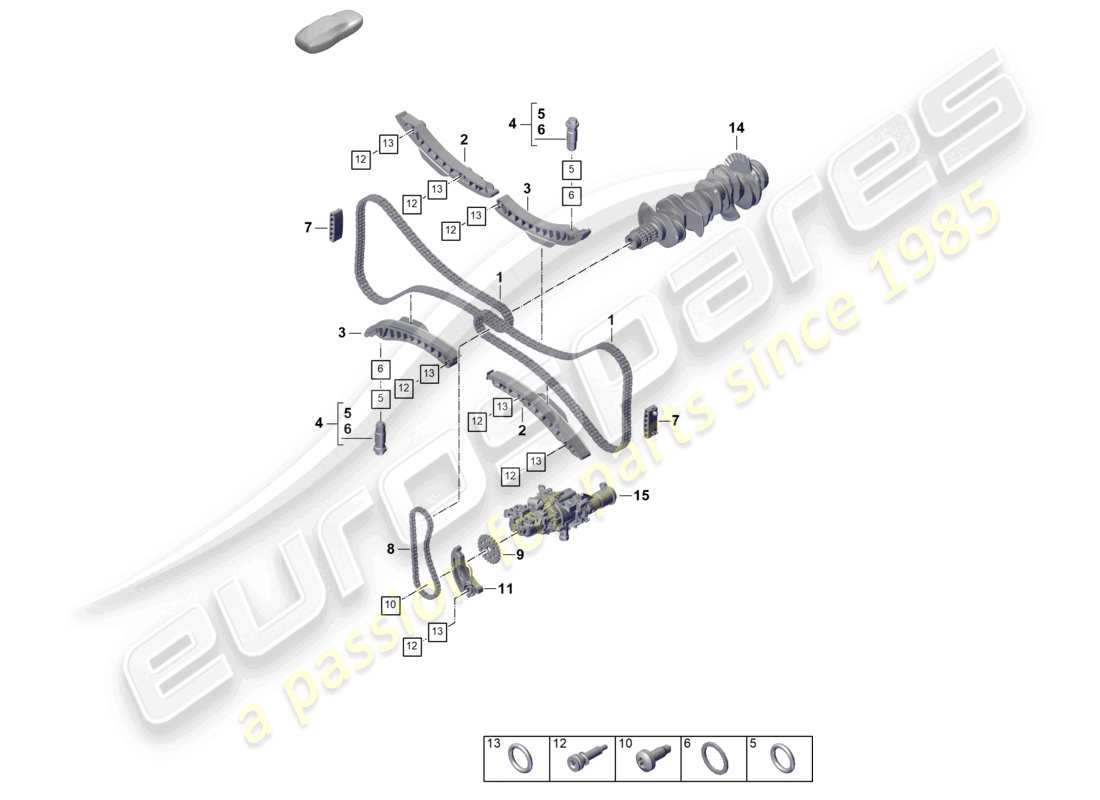 porsche 2024 (992-2) chain tensioner timing chain part diagram