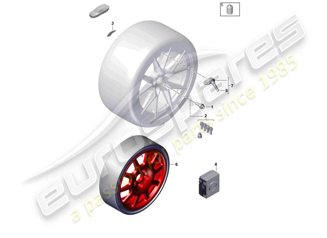 porsche 2024 (992-2) individual parts alloy wheel part diagram