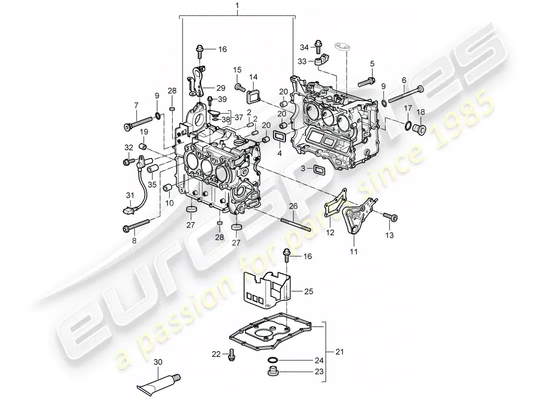porsche 2008 (997-1) crankcase parts diagram