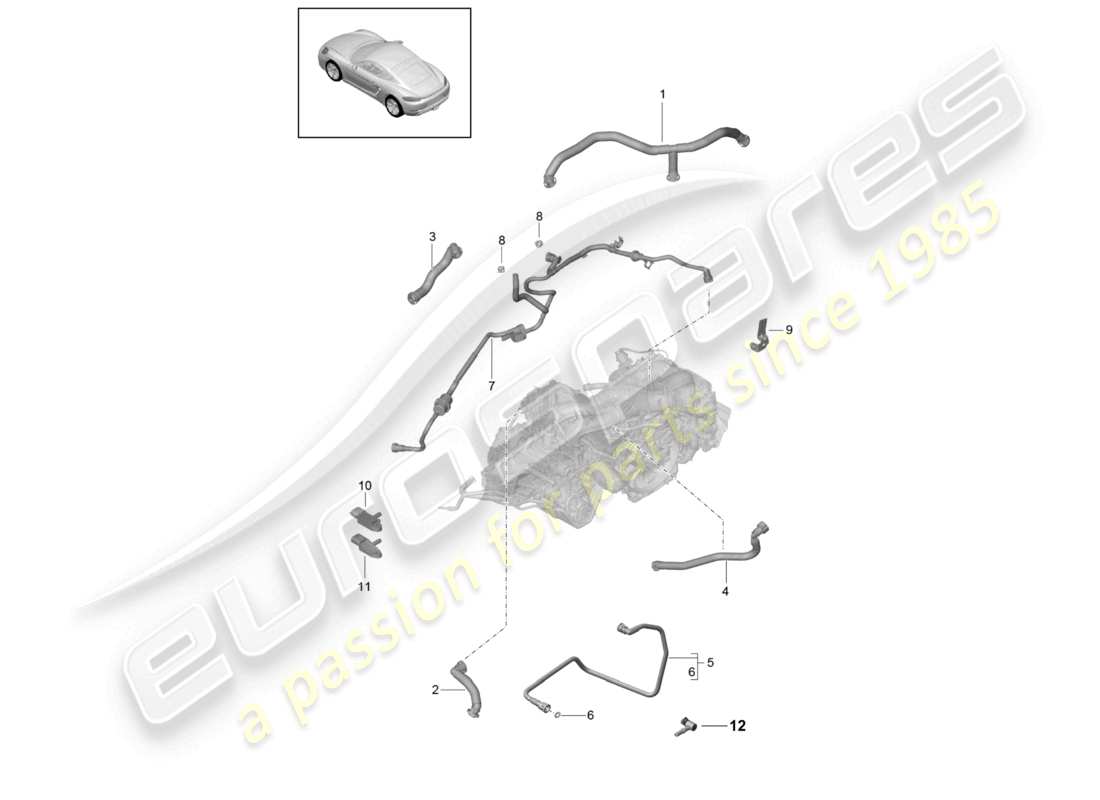 porsche 2025 (718 cayman) crankcase housing ventilation component tank ventilation vacuum pump part diagram