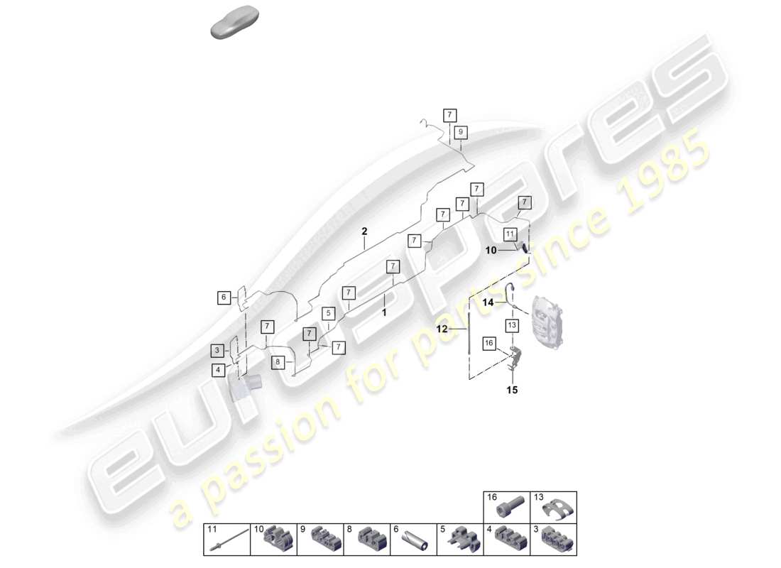 porsche 2023 (cayenne e3 pa) brake line underbody and rear axle part diagram