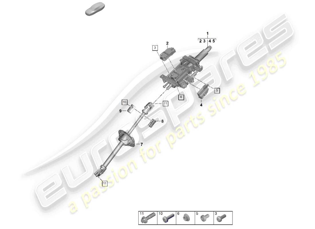 porsche 2025 (panamera 976) steering column intermediate steering shaft part diagram