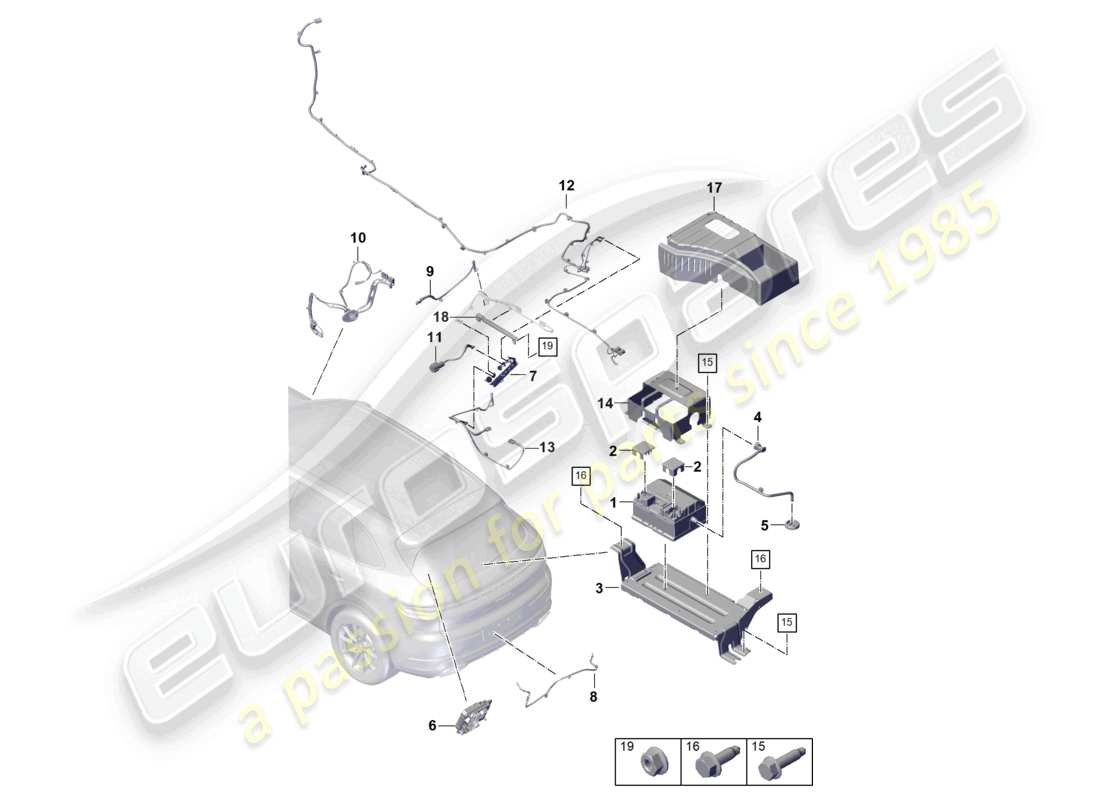porsche 2023 (cayenne e3 pa) battery 48 volts voltage converter part diagram