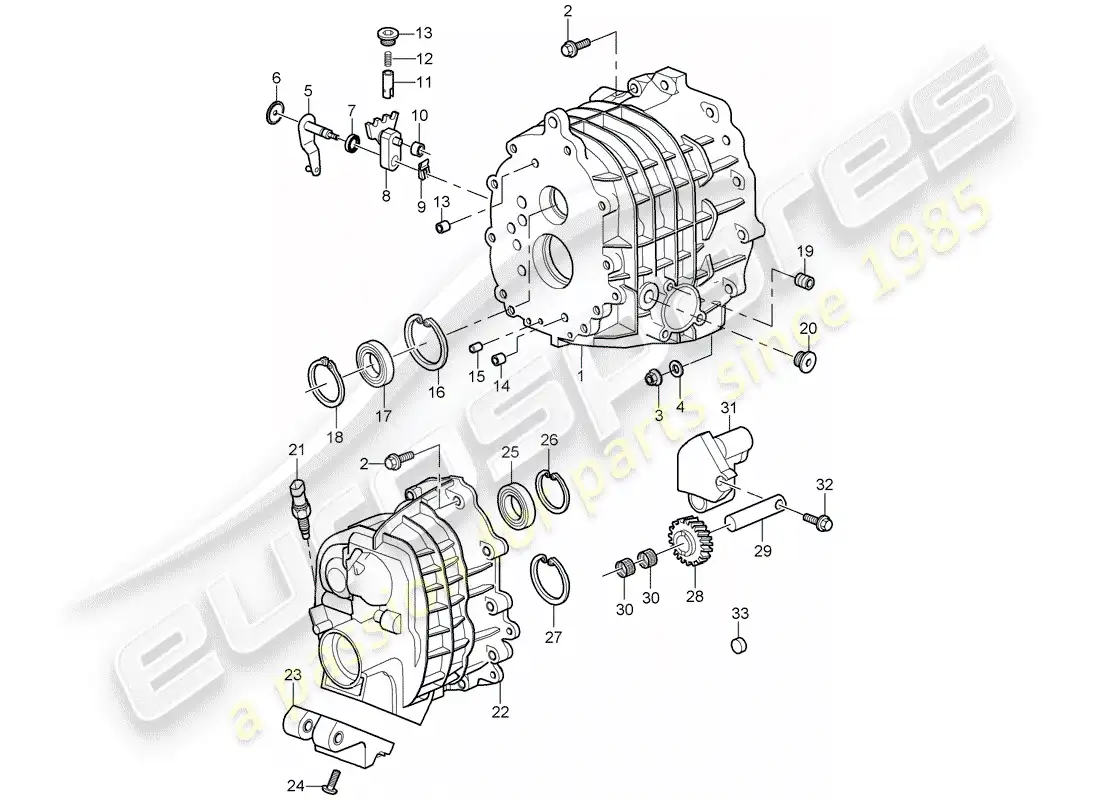 porsche 2007 (997-1 gt3) gear housing part diagram