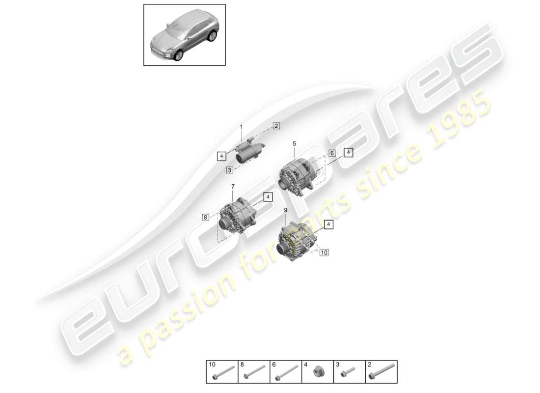 porsche 2021 (macan) starter alternator parts diagram