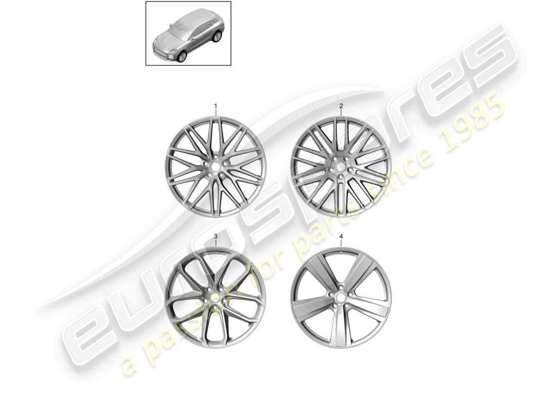 porsche 2021 (macan) alloy wheel 21 parts diagram
