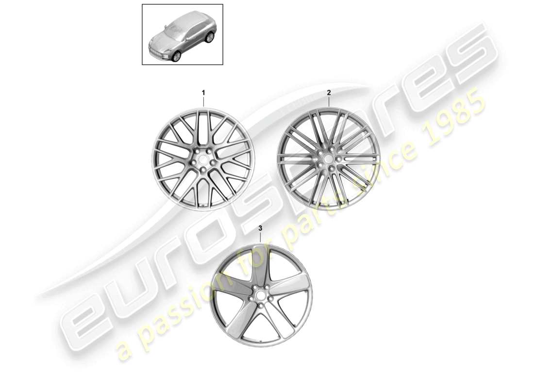 porsche 2021 (macan) alloy wheel 21 parts diagram