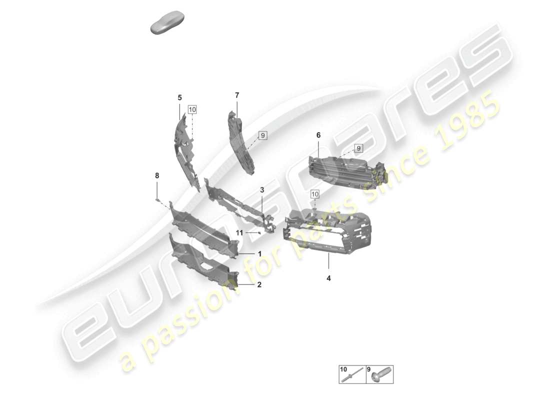 porsche 2021 (992-1) air guide front bumper parts diagram