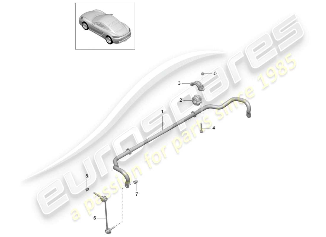 porsche 2025 (718 cayman) anti-roll bar part diagram