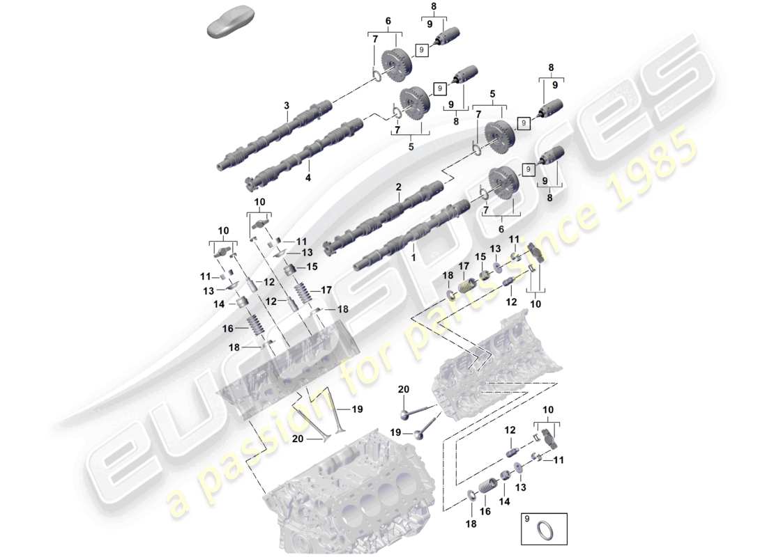 porsche 2024 (cayenne e3 pa) camshaft, valves camshaft adjuster unit part diagram