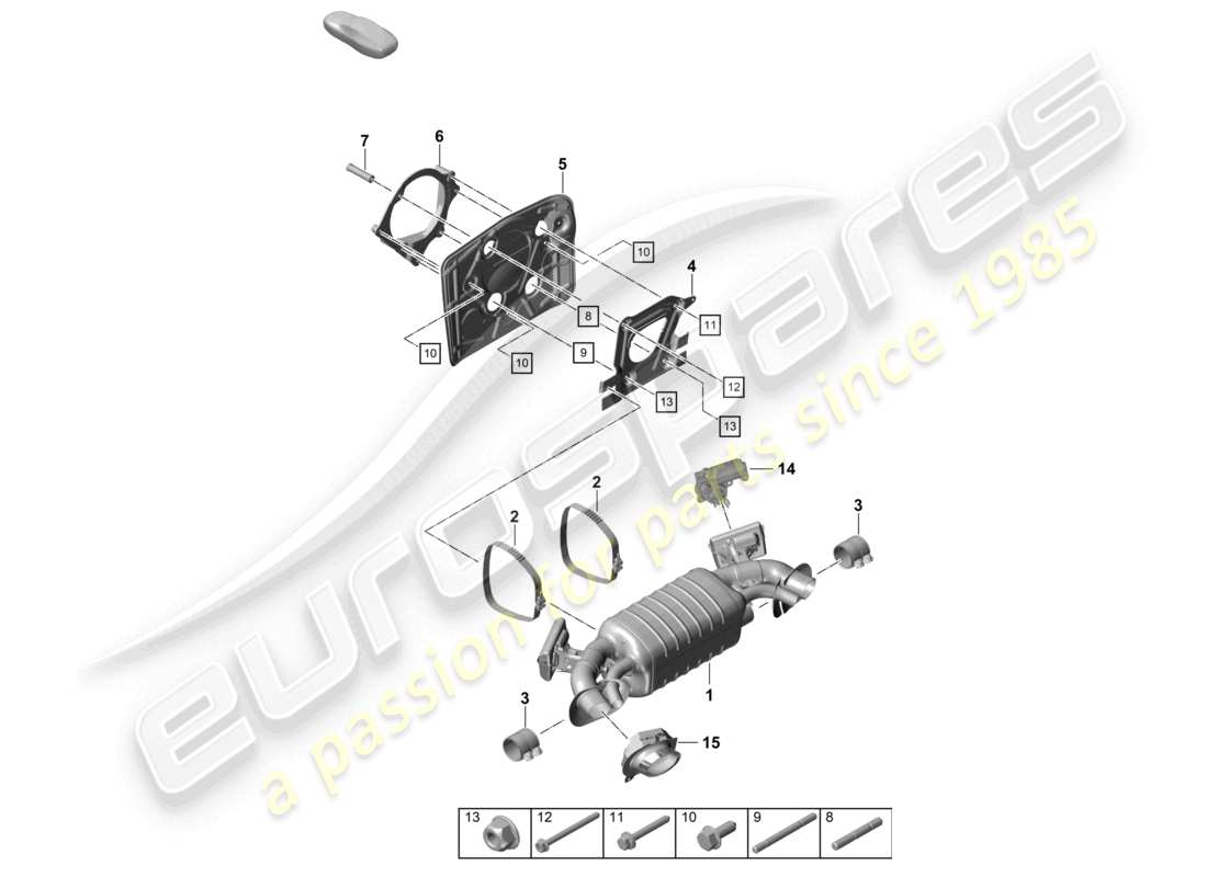 porsche 2024 (992-2 turbo / s) silencer for sports exhaust system part diagram