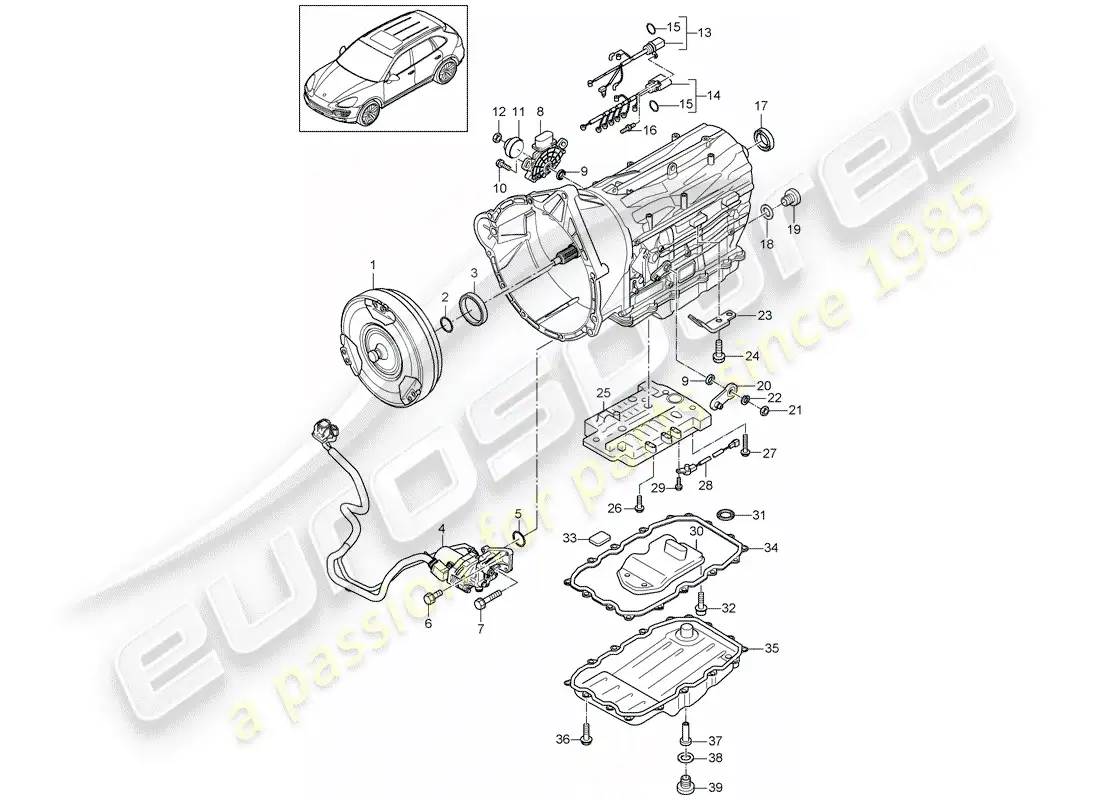 porsche 2014 (cayenne e2 92a) 8-speed automatic gearbox part diagram