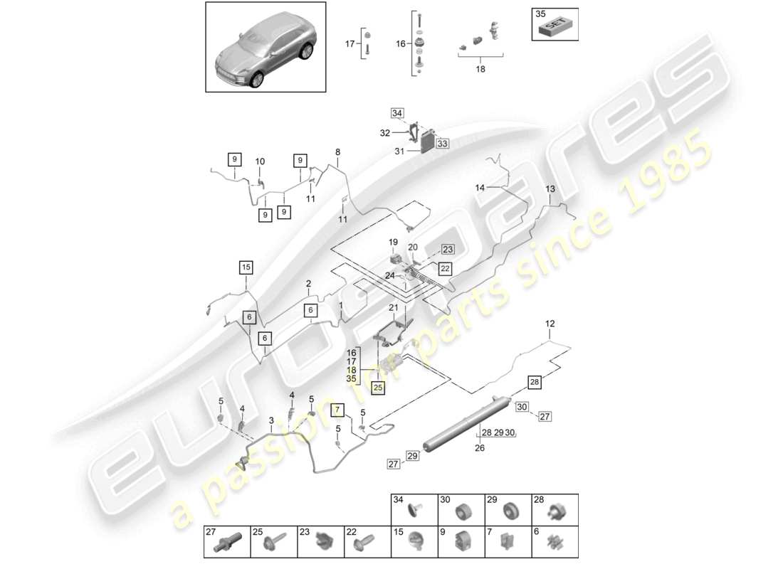 porsche 2021 (macan) adaptive suspension air supply parts diagram