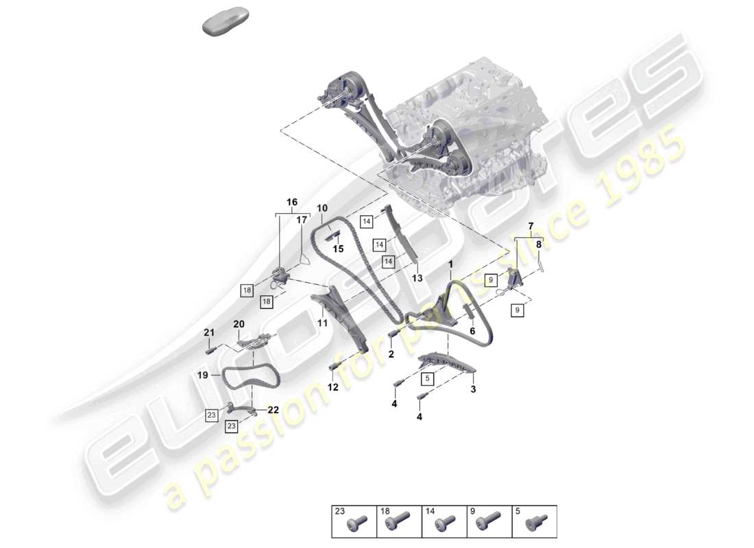 porsche 2023 (cayenne e3 pa) timing chain slide rail chain tensioner part diagram