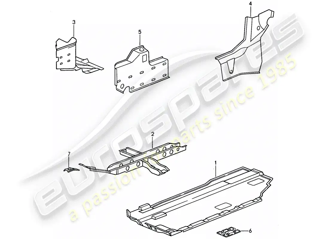porsche 1994 (968) floor pan - reinforcement parts diagram