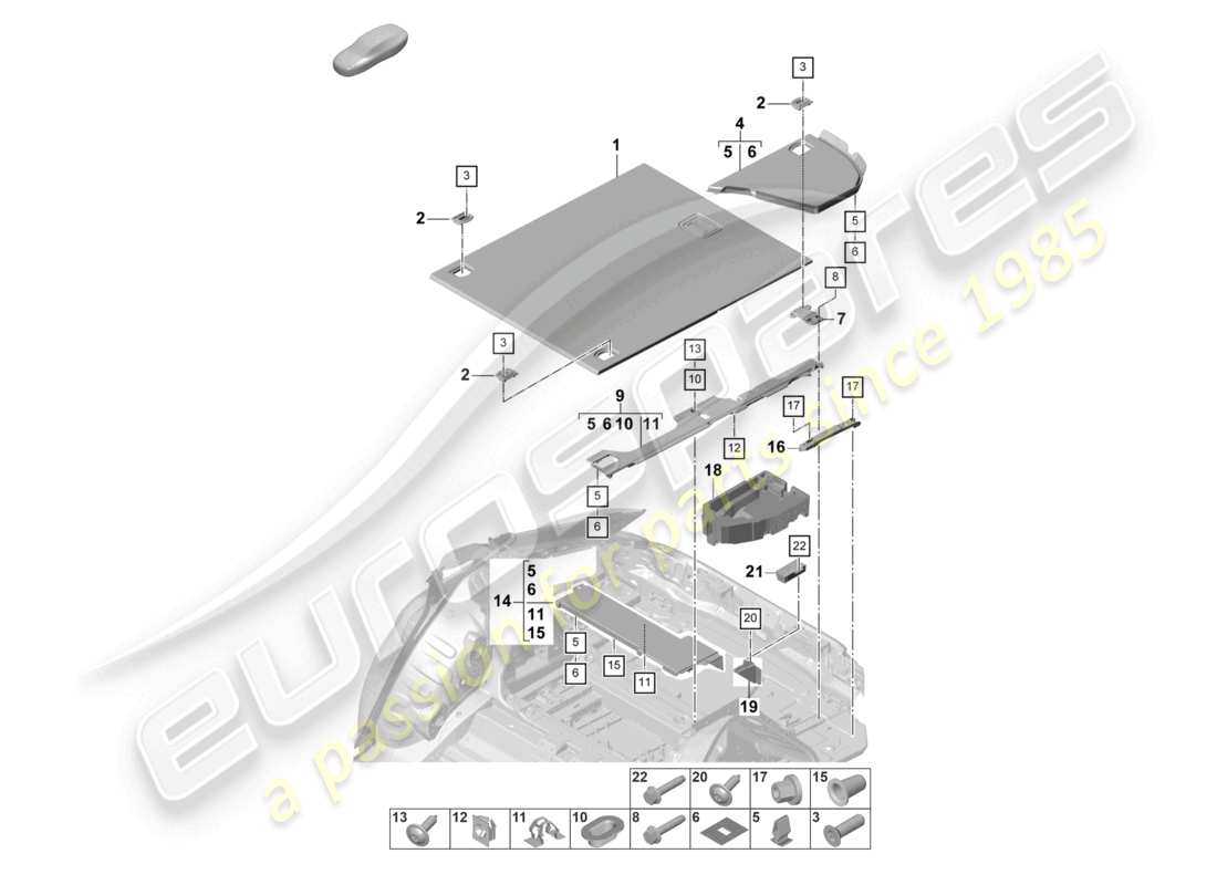 porsche 2024 (panamera 971-2) luggage boot trims lower part diagram