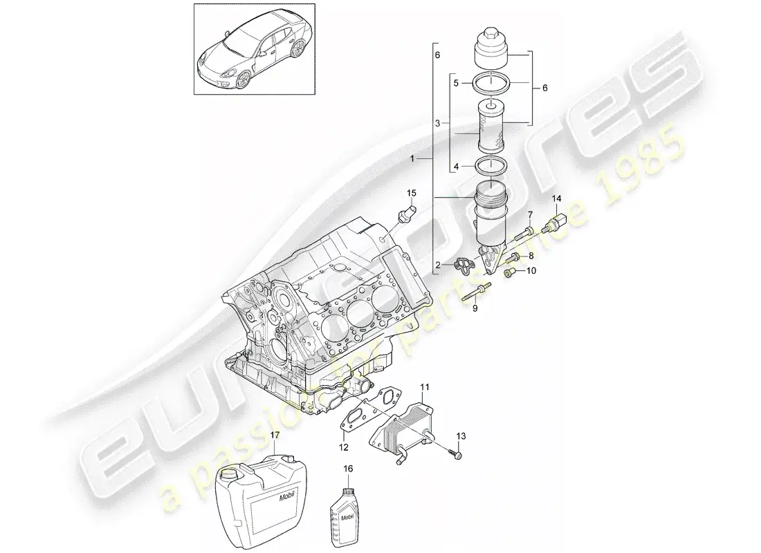 porsche 2016 (panamera 970) oil filter parts diagram