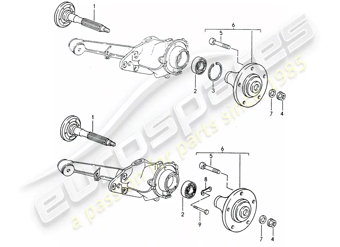 porsche 1993 (968) rear wheel shaft - lubricants parts diagram