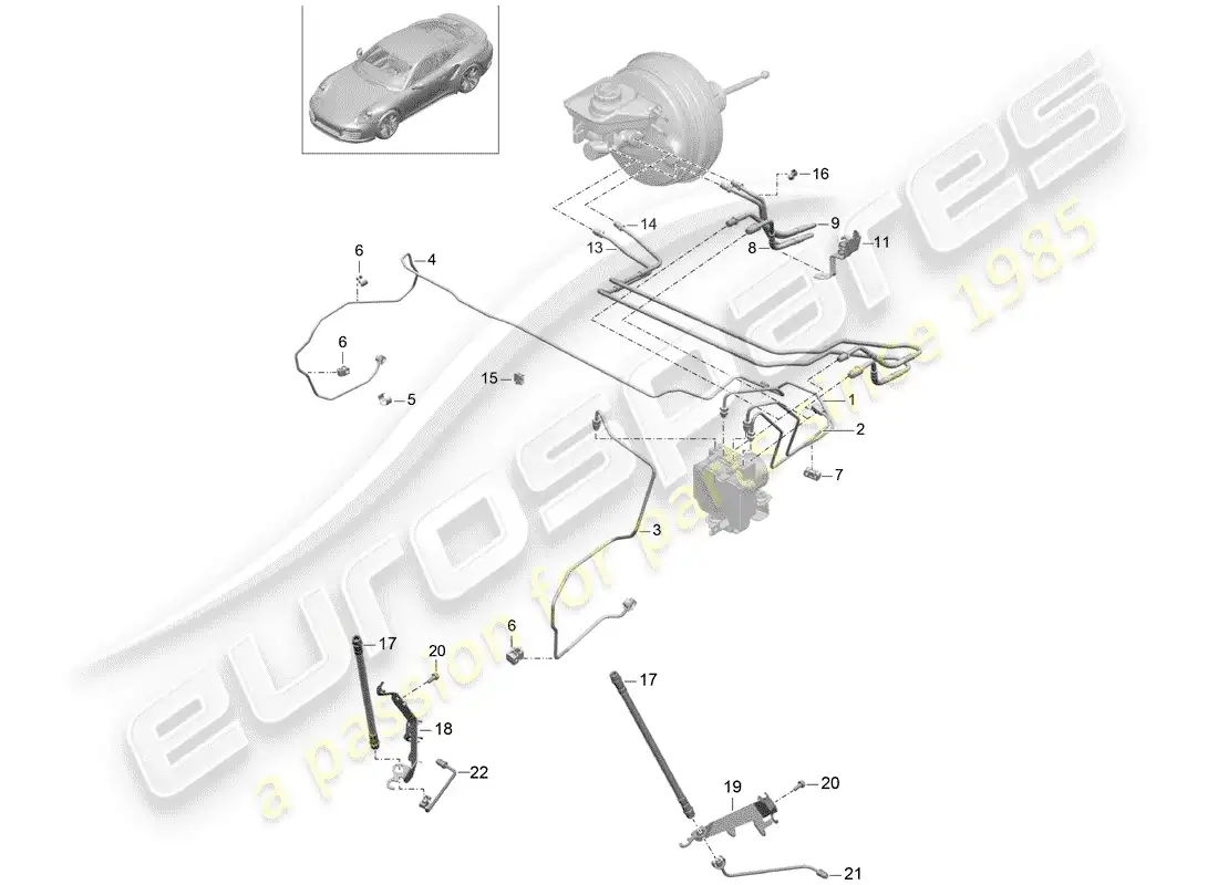 porsche 2017 (991-2 turbo) brake line part diagram