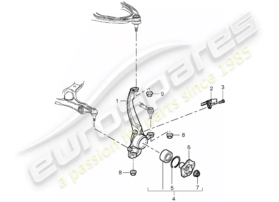 porsche 2006 (cayenne e1 9pa) pivot bearing parts diagram