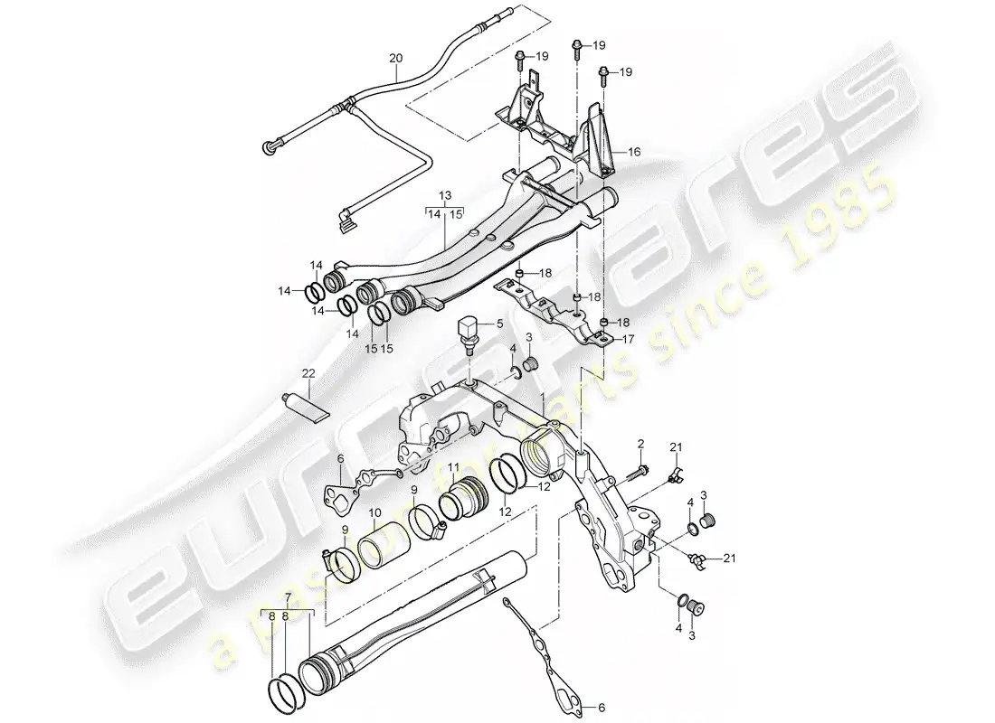 porsche 2005 (cayenne e1 9pa) water cooling part diagram