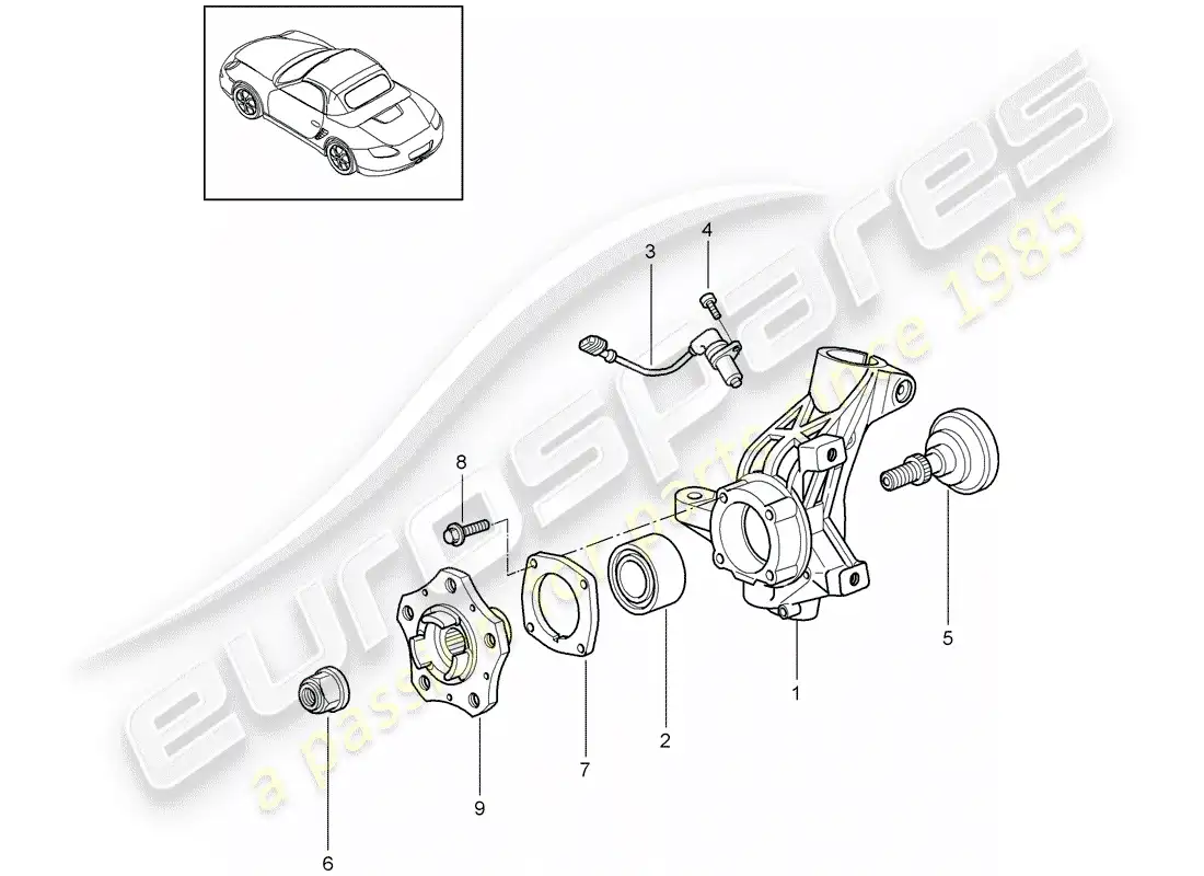 porsche 2010 (987 boxster) wheel carrier parts diagram