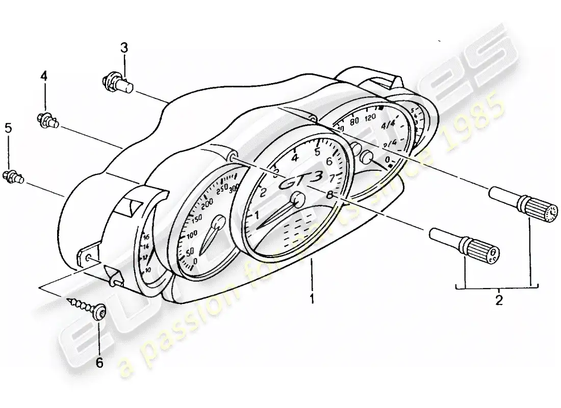 porsche 2002 (996 gt3) instruments - complete parts diagram