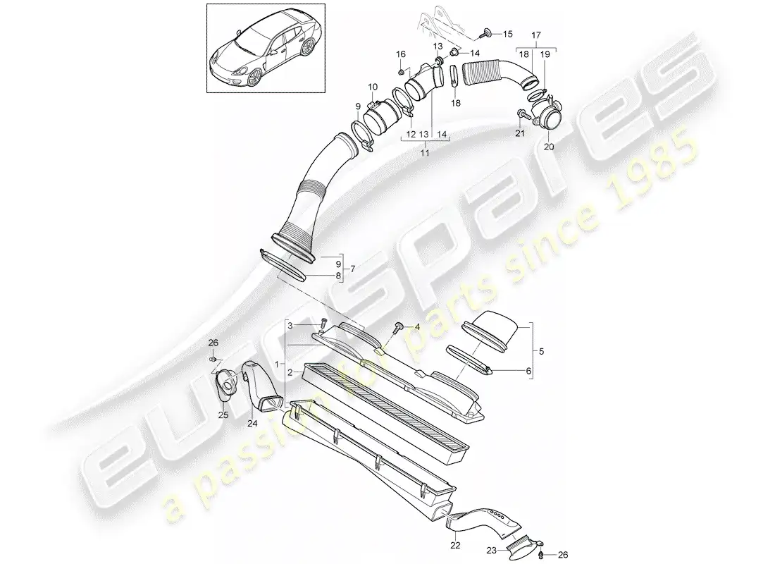 porsche 2010 (panamera 970) air cleaner system parts diagram