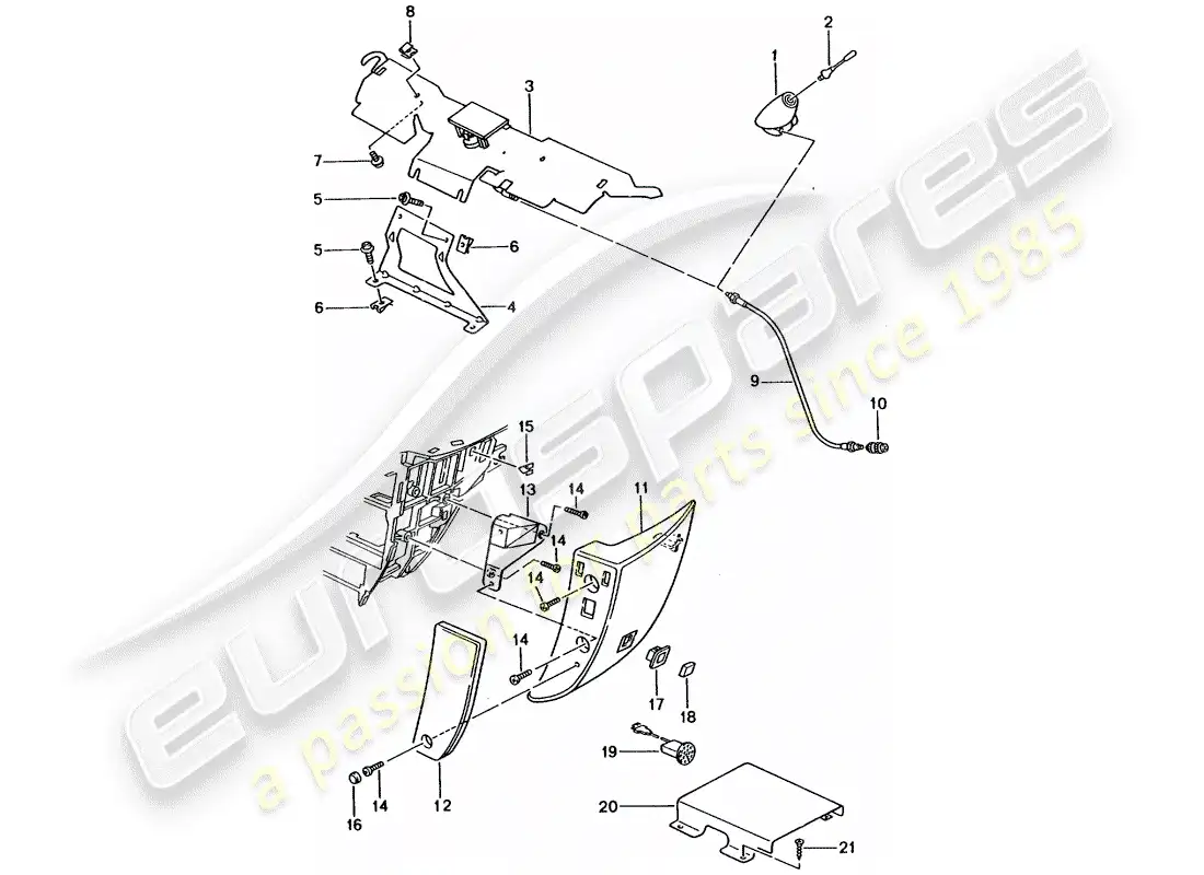 porsche 2002 (996 gt3) phone preparation parts diagram